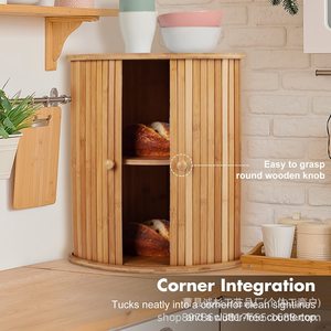ตู้เก็บขนมปังไม้ไผ่สองชั้นพร้อมประตูสำหรับจัดระเบียบอาหารในครัว - Product Image 3