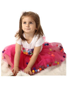 Falda Tutú para Niña, <span class=keywords><strong>con</strong></span> Capas de Tul, Estilo Princesa, <span class=keywords><strong>con</strong></span> <span class=keywords><strong>Pompones</strong></span>, para Danza Escénica, 100% Poliéster - Product Image 2