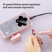 Machine à ongles électrique portable rechargeable avec strass, affichage LED en forme de fleur, pour salon et usage domestique