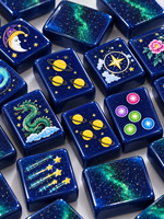 Ensemble de Mahjong Américain Céleste de Luxe en Acrylique de 160 Pièces avec Tuiles à Faces Bleu Marine pour 4 Joueurs, Idéal pour les Soirées de Jeu en Famille