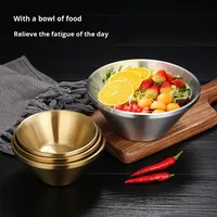 Bol Douli conique à double couche en acier inoxydable 304 de style coréen, design minimaliste japonais, bol à dessert et à salade commercial