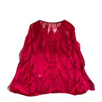 Chemise en mousseline de soie élégante pour femmes, col en V, manches lanternes, volants, pour l'automne, chemisier ample et fluide