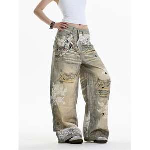 Zeya Casual Loszittende Jeans Voor Dames Streetwear Trendy Urban Fashion Oversized Baggy Denim Broek - Product Image 4