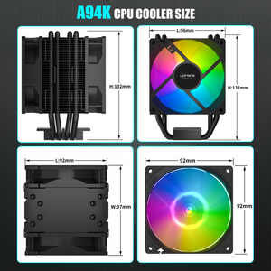 <span class=keywords><strong>Uphere</strong></span> A94K Intel LGA 1151 1150 1700 Refroidisseur de processeur 3PIN ARGB 4PIN PWM Ventilateur de refroidissement Dissipateur thermique 4 caloducs Dissipateur thermique en tour RGB 92mm - Product Image 2