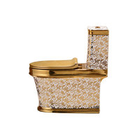 Salle de bain de luxe Wc siège de toilette chinois or et blanc cuvette de toilette couleur or occidental