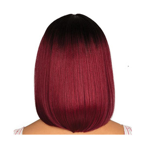 Pelucas Bobo con degradado negro a rojo <span class=keywords><strong>vino</strong></span>, pelucas cortas de pelo liso para mujer, degradado negro a rojo <span class=keywords><strong>vino</strong></span> - Product Image 3