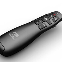 Souris sans fil Rii Air Mouse PPT Presenter R900 avec gyroscope six axes, pointeur laser rouge, portée de contrôle de 15 m et logo personnalisé