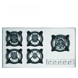 Fornello a <span class=keywords><strong>Gas</strong></span> da Incasso a 5 Fuochi con Pannello in Acciaio Inox, Bestseller di Fabbrica, per Uso Domestico, Esterno o Camper, con Supporti per Pentole in Ghisa - Product Image 3