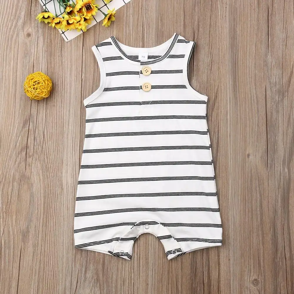 2020 Baby Romper Newborn Baby Clothes Boys Girls Striped Sleeveless Rompers Summer Jumpsuit Outfit Casual baby boy clothes 0-24M