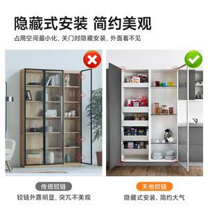 Concealed Hydraulic Damping Hinges <b>For</b> Cabinet Doors Full Mortise Soft Closing Aluminum Frame Wooden Door Furniture Hinge - Product Image 4