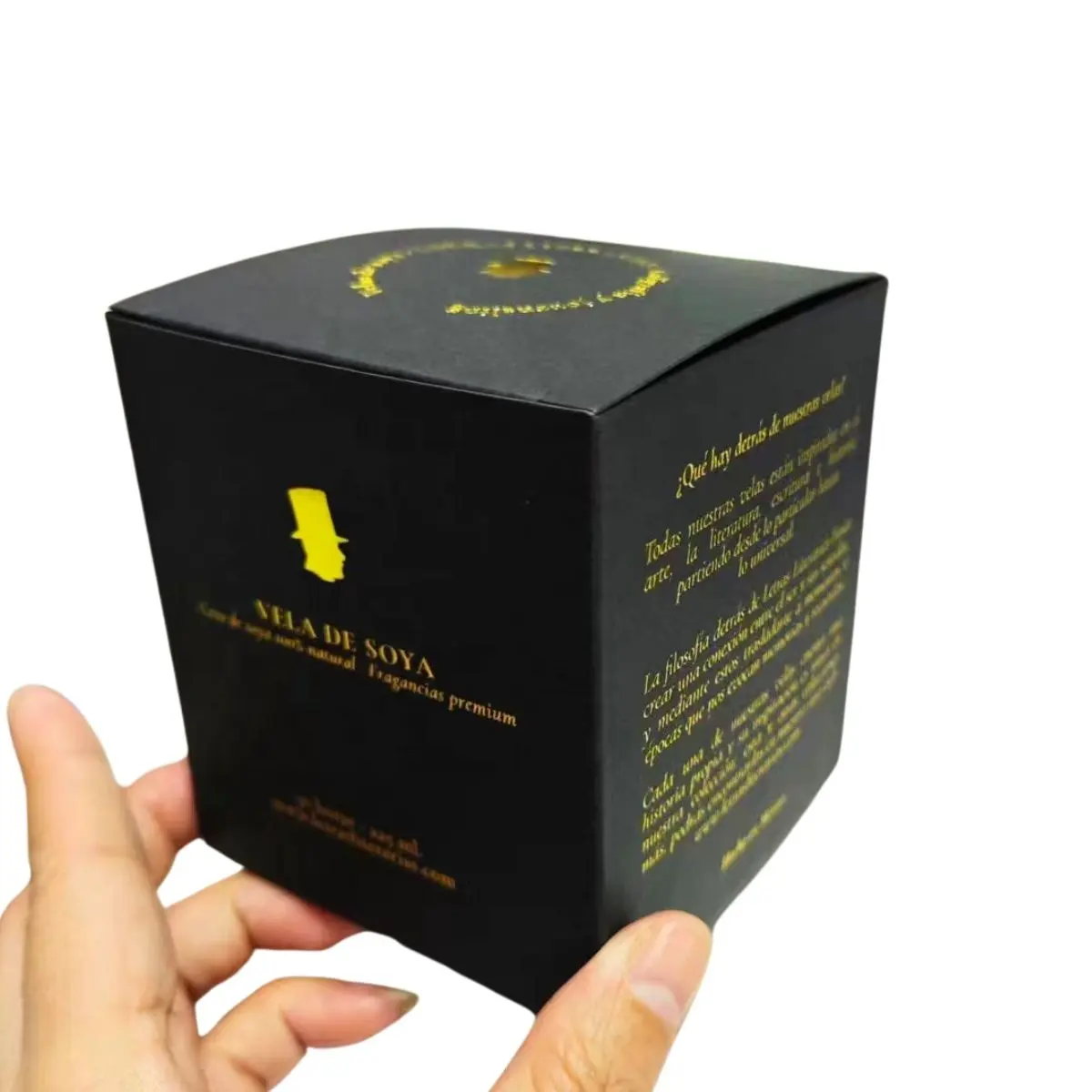 Custom Private brand foldable color cardboard box printing, black candle with box for candle jars
