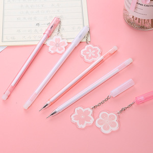 Bolígrafo de Gel colgante con forma de flor de cerezo 2022 para niñas, bolígrafo de plástico personalizado al por mayor con tinta azul multicolor, ancho de escritura de 0,5mm - Product Image 2