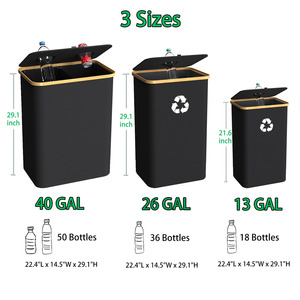 Poubelle de recyclage pour cuisine, intérieur, maison, grande poubelle de recyclage avec couvercle, sac intérieur amovible et réutilisable, bouteilles, canettes, verre, plastique, cartons - Product Image 3