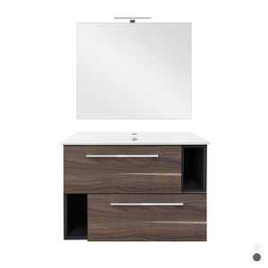 Mueble de Baño 80 Cm Mod. Mueble de baño moderno con espejo y cajones, color blanco con vetas. - Product Image 1