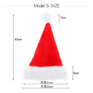 Chapeau de père noël en velours classique rouge de Noël avec garniture en peluche <span class=keywords><strong>Long</strong></span> chapeau de décoration de fête pour enfants et adultes pour événements festifs - Product Image 6