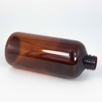 Bouteille pompe à lotion en PET ambré écologique de 500 ml, vide, rechargeable, pour shampoing, masque facial, faux cils, protection UV