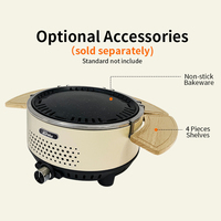 Barbecue à gaz portable moderne en acier avec brûleur unique, gril à charbon de bois rond en fonte de 11,6 pouces pour camping, camping-car, yacht