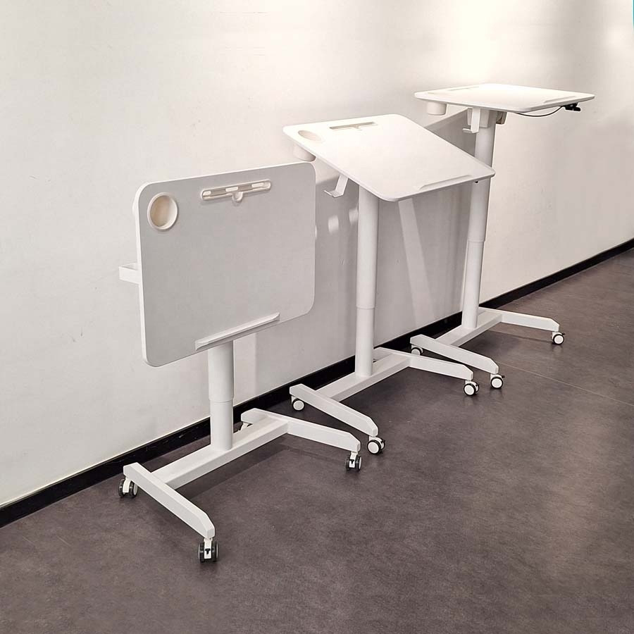 Mesa plegable, estación de trabajo para computadora, altura ajustable neumática, escritorio para computadora portátil, oficina, asiento y soporte, escritorio móvil