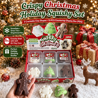 Ensemble de jouets anti-stress de Noël en pâte à modeler craquante : flocon de neige, sapin de Noël, homme en pain d'épices