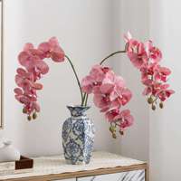 Fleurs artificielles, 9 têtes, orchidées Phalaenopsis bohèmes faites à la main en PU, fleurs au toucher doux, pour mariage, maison, extérieur