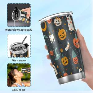 DAJI HYDRO 20oz Vaso de acero inoxidable Bonita taza de doble pared para niños Impresión de Navidad para oficina Taza de regalo de viaje Incluye tapa - Product Image 3