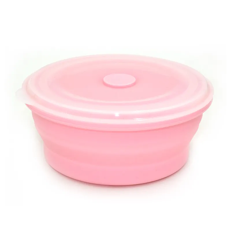 Food Storage Bowls Lunch Box Silicone Collapsible Bowl with Lids for Outdoor Travel