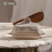 Ensemble de beurrier rectangulaire en céramique avec couvercle, fait main, en terre cuite texturée, spécial cuisine - Vente chaude