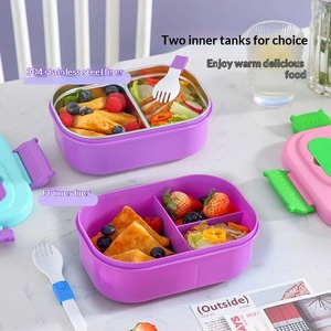 New Food Grade Insulated <b>Lunch</b> <b>Box</b> with Large Capacity and Multiple <b>Compartments</b> with Fork Spoons for Freshness Preservation - Product Image 2