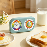 Doppelbildschirm LCD AA-Batteriebetriebener Wecker 60-Minuten-Countdown Touch-Steuerung Kleiner Quadratischer Plastik-Visualtimer für die Küche