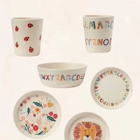 Ensemble cadeau d'accessoires pour repas d'enfants, vaisselle en mélamine, verre, bambou, bol, assiette, logo personnalisé, vaisselle de dessin animé