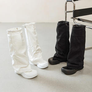 Botas de tacón alto de mezclilla con plataforma y puntera abierta para mujer, estilo oscuro, diseño de nicho, 2026 - Product Image 2