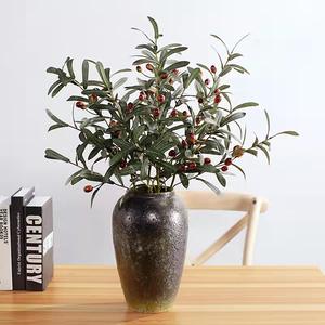 Fausse <span class=keywords><strong>tige</strong></span> verte 79cm branche de feuille d'olive artificielle <span class=keywords><strong>pour</strong></span> décoration de maison et de bureau - Product Image 4