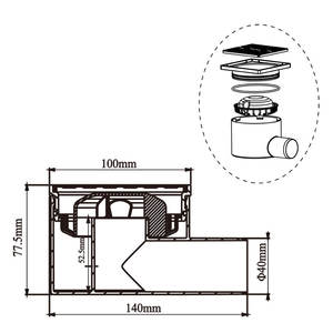WaiiHO 034 - Rejilla de Drenaje Cuadrada Moderna para Suelo, Acero Inoxidable 304, Acabado Pulido y Electrochapado, para Baño y Cocina - Product Image 2