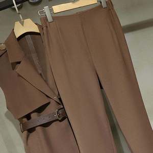 Women’s Elegant Lapel Collar Sleeveless Top with High Waist Straight Leg <b>Pants</b> Set - Product Image 2