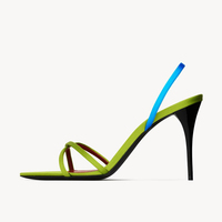 Sandales à talons aiguilles pour femmes, colorblock, à bout pointu, à bride arrière, à fines brides, couleurs vives, vente en gros, OEM, personnalisables