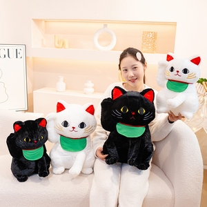 Vente chaude en peluche noir et blanc chat chanceux Animal en peluche décoration de la maison enfants cadeau doux blanc chat chanceux poupée - Product Image 5