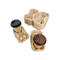 Plateau à emporter 	 Plateaux à gobelets en pulpe biodégradable, porte-gobelets 4 places, support jetable pour boissons, plateau à emporter recyclé