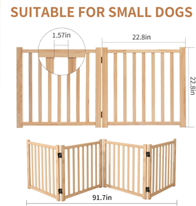 Wooden Freestanding <b>Dog</b> Gates <b>for</b> The House,Doorways, <b>Stairs</b>,Wood <b>Dog</b> Fences Indoor Pet Gate,Step Over Fence-2 Panel H:23" - Product Image 4