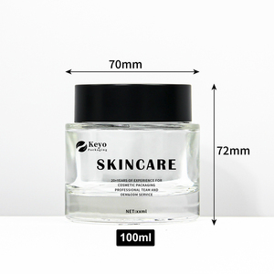 Tarros de cristal de mantequilla corporal crema esmerilada con logotipo personalizado 100g de fondo grueso cosmético de alta calidad con tapa negra - Product Image 4