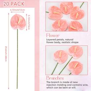 Fleurs d'Anthurium artificielles 3D en plastique, toucher réel, pour la décoration de la maison, des mariages et des fêtes, centre de table - Product Image 2