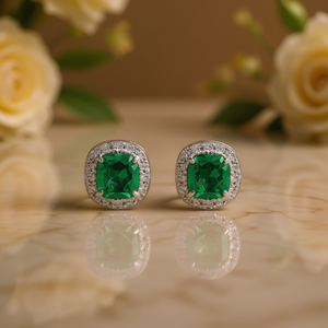 Boucles d'oreilles en or blanc avec diamants carrés blancs de couleur D certifiés GIA, style classique pour femmes, pour mariage - Product Image 2