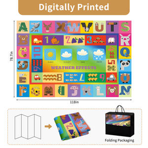 Alfombra infantil con diseño de animales de dibujos animados, letras rectangulares, resistente a las manchas, tejida a máquina, diseño novedoso para dormitorio y sala de estar - Product Image 3