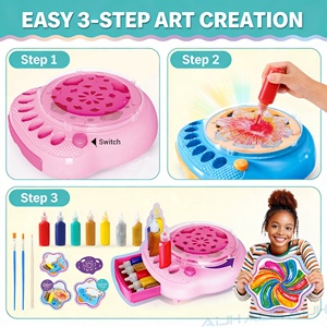 Kit de machine à peinture rotative électrique AiJH, ensemble de peinture rotative DIY avec 7 couleurs et paillettes, jouet créatif STEM pour enfants - Product Image 2