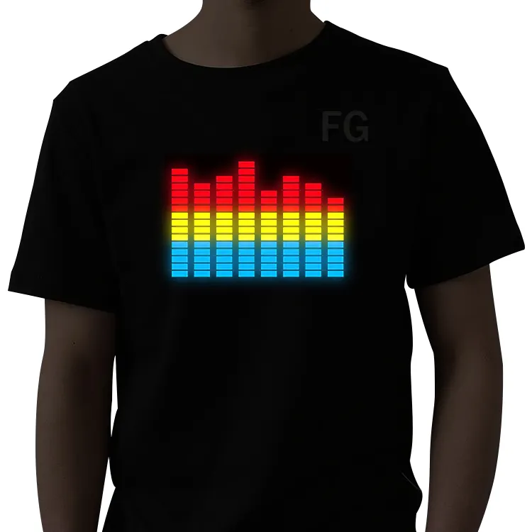 Hot Sale leuchten T-Shirt blinkt LED Glow El Equalizer mit Akku