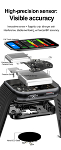 Montre connectée intelligente avec diffusion vocale de la pression artérielle et de l'ECG, accès NFC, détection de chute, SOS, écran AMOLED carré, tracker d'activité magnétique, compatible Android - Product Image 5