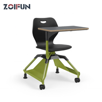 Chaise mobile pour formation et réunion, avec tablette d'écriture et roulettes, pour institutions et bureaux – Chaise et bureau Node