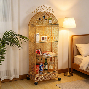 Étagère de rangement en métal doré de luxe, armoire de rangement mobile, meubles sur mesure, décoration murale, ornement, décoration intérieure, directement de l'usine - Product Image 1