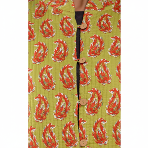 Chaqueta de cuero acolchada verde para mujer, ropa de abrigo ligero con estampado reversible de algodón, logotipo personalizado, talla XL para primavera y otoño - Product Image 1