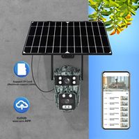 Caméra de surveillance AOV CCTV avec panneau solaire 360°, audio bidirectionnel, portable, sécurité 4G, extérieure, 2K, alimentation externe