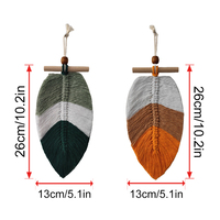 Tenture murale en macramé, tissage créatif, feuilles, lot de 2 tentures murales décoratives, artisanat, décoration suspendue